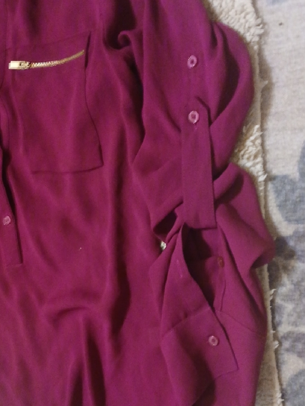 Express Deep Fuchsia Button-Up Blouse - Picture 3 of 7